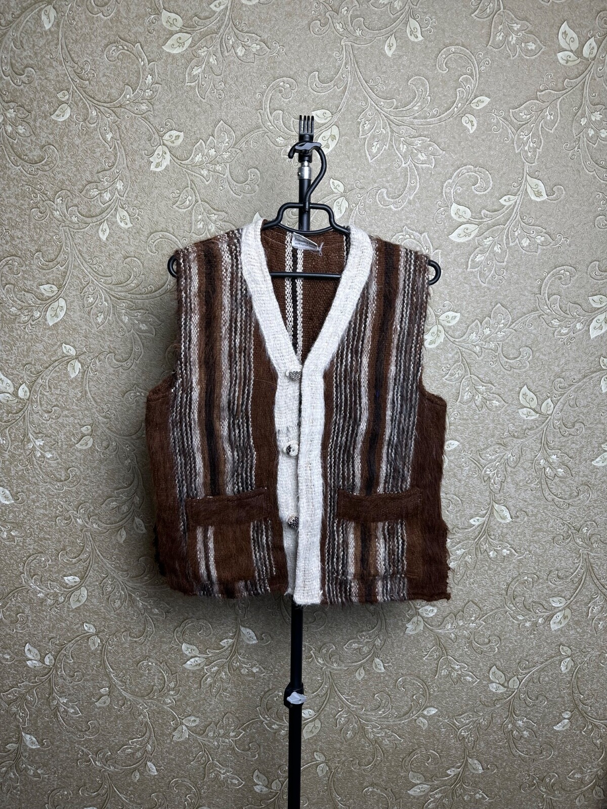 Vintage 80s Alpaca Vest Antati Mr Handmade in Bolivia Brown Unisex Size S-M