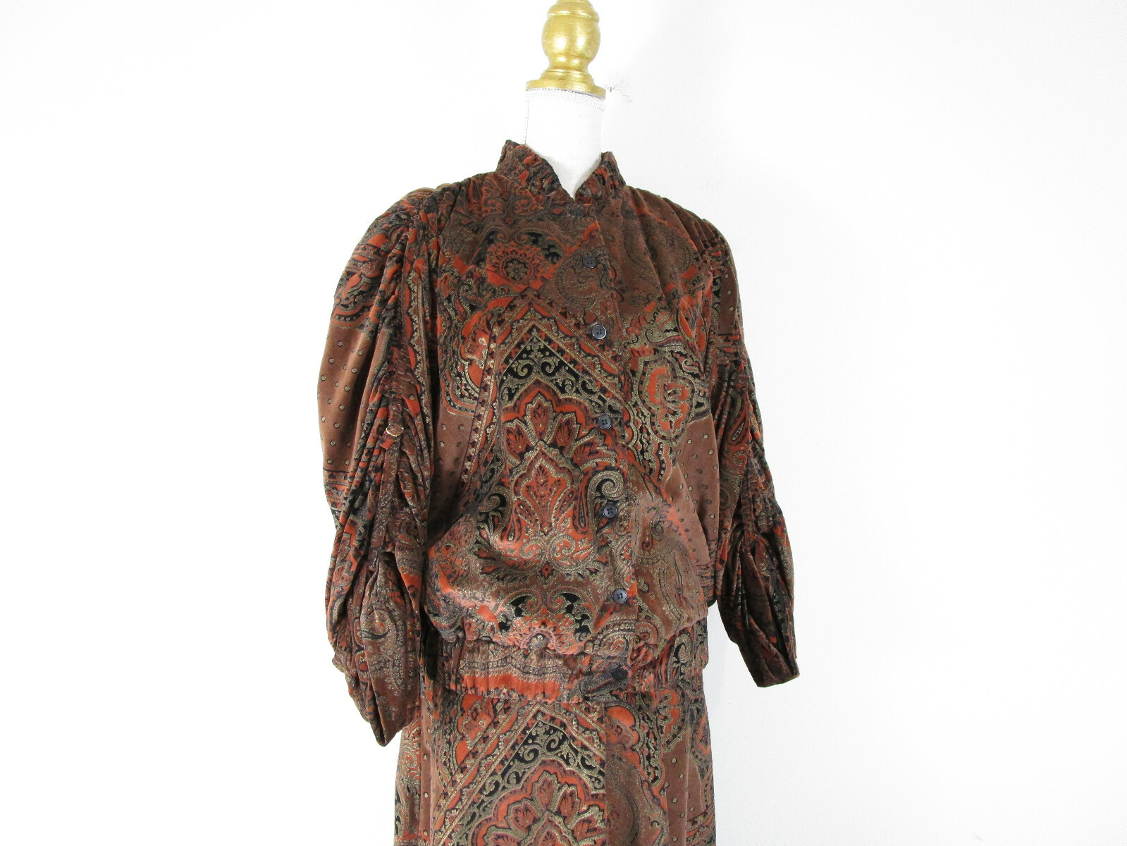 Vintage Marguerite Rubel San Francisco Velvet Jacquard Skirt Set Suit Size S