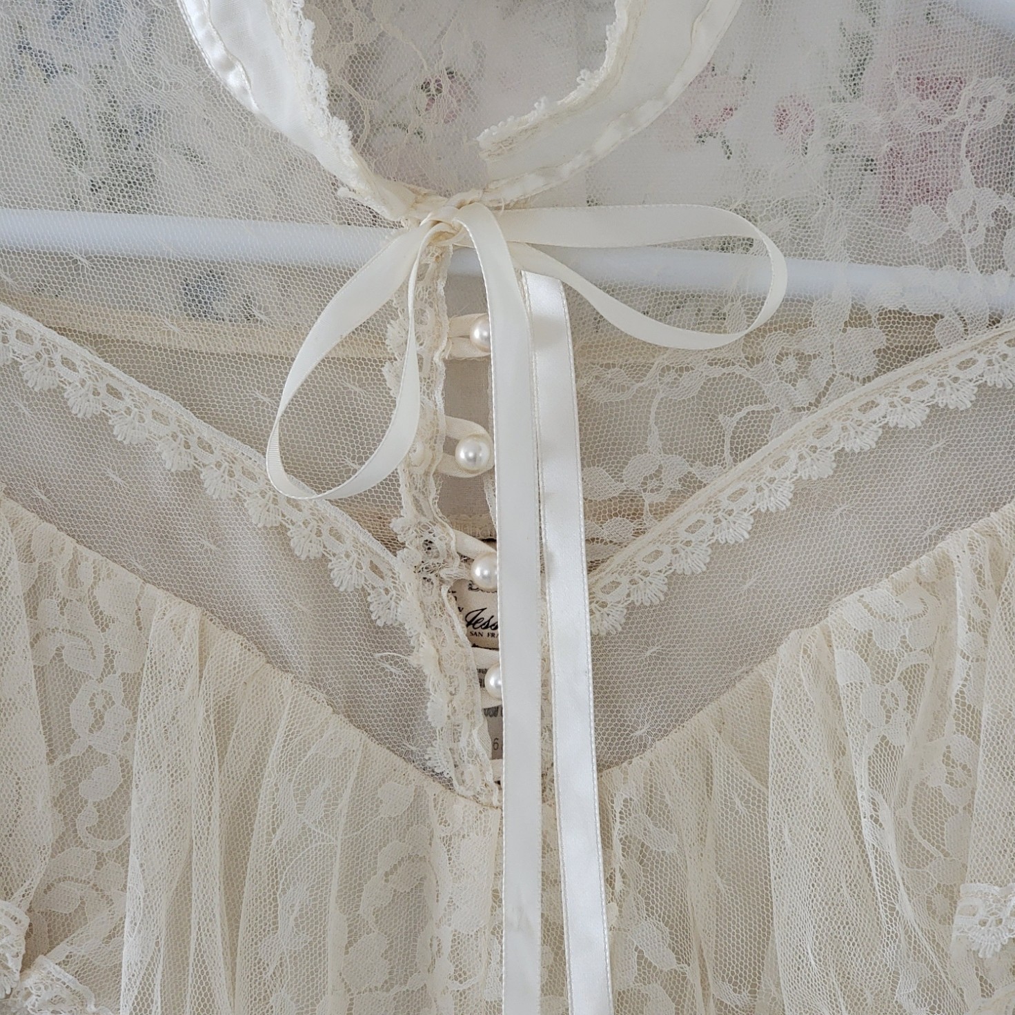 Gunne Sax 1970s Ivory Lace Pearl Prairie Cottage Core Victorian Wedding Dress 9