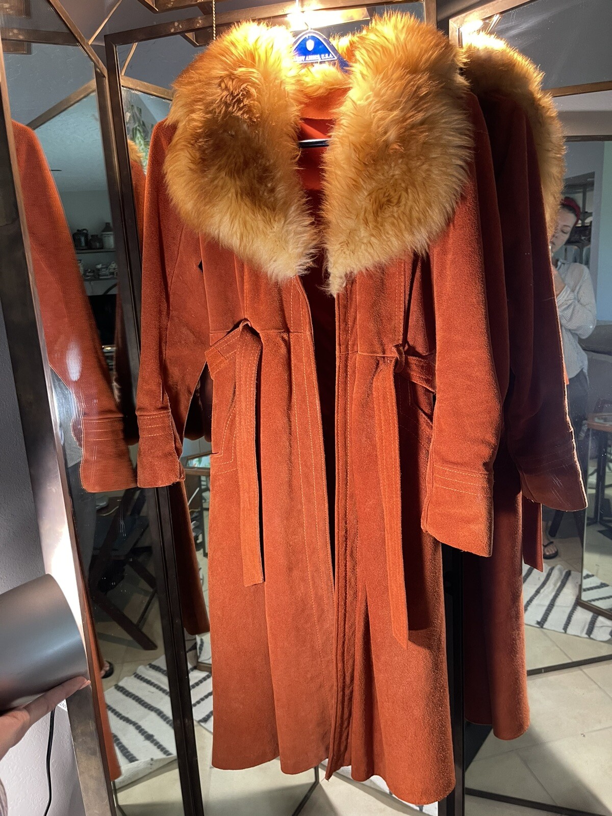 Vintage Burnt Orange 60’s or 70’s Leathercraft Suede & Faux Fur Ladies Jacket
