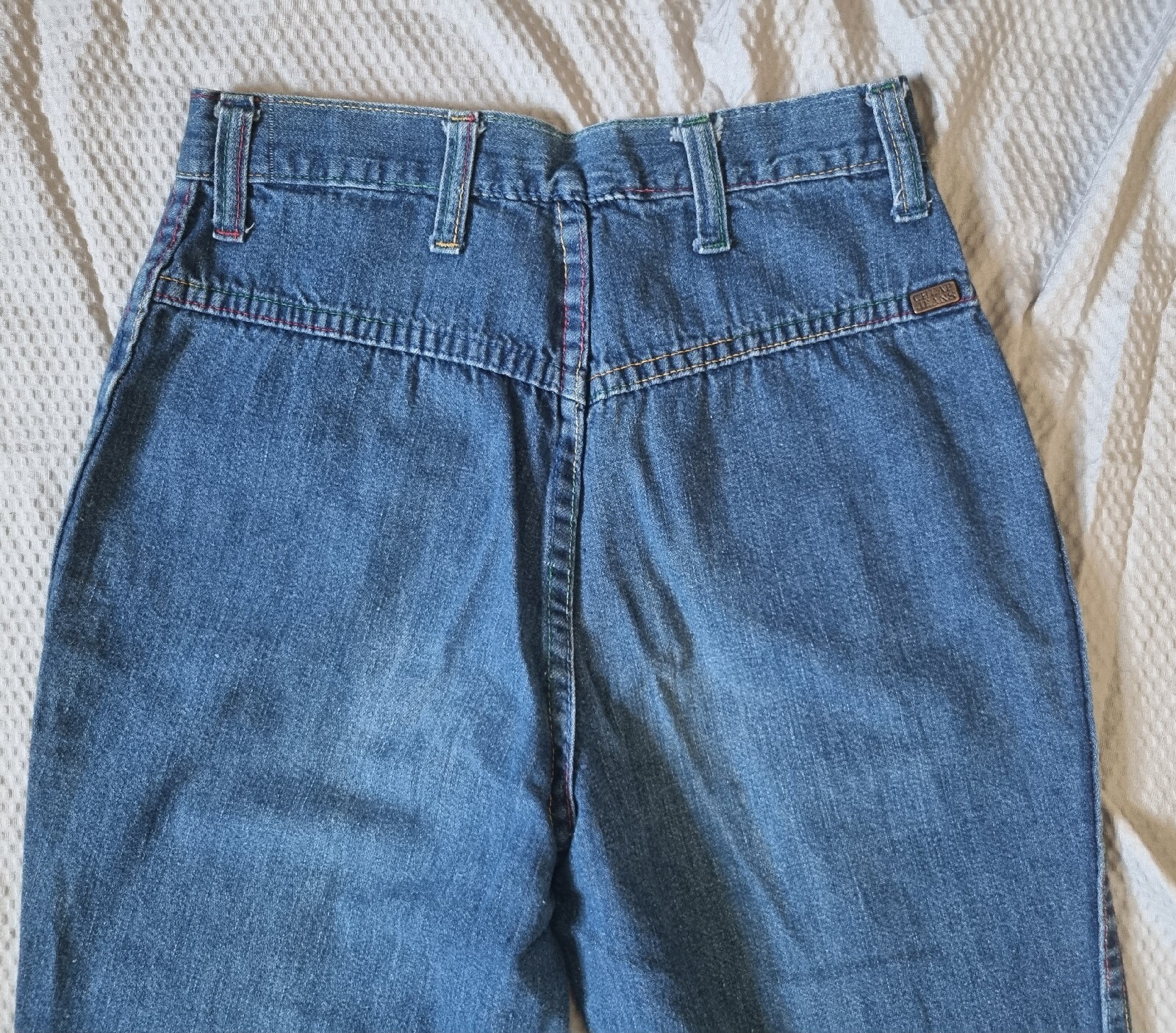 RARE „Cheap Jeans’ Brand 70s Vintage Jeans With Rainbow Stitching