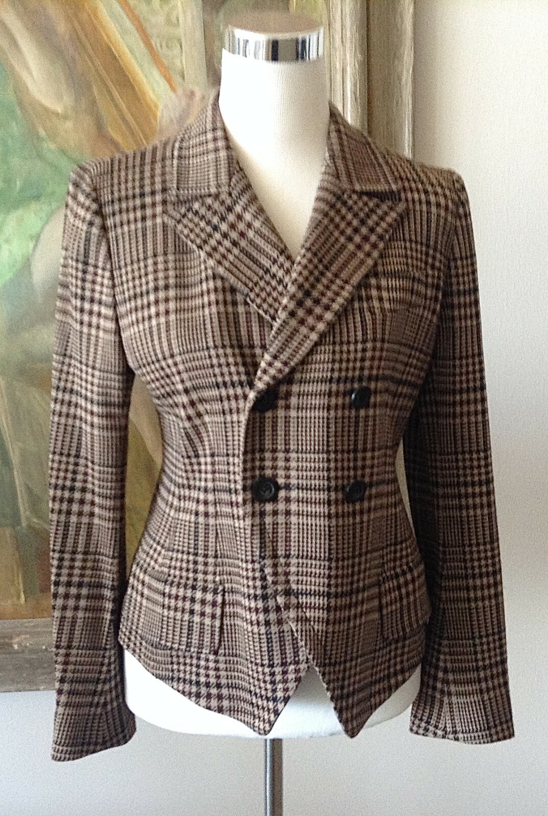 80s SONIA RYKIEL Houndstooth Knit Fitted Blazer/Jacket w/Matching Handbag sz40/8