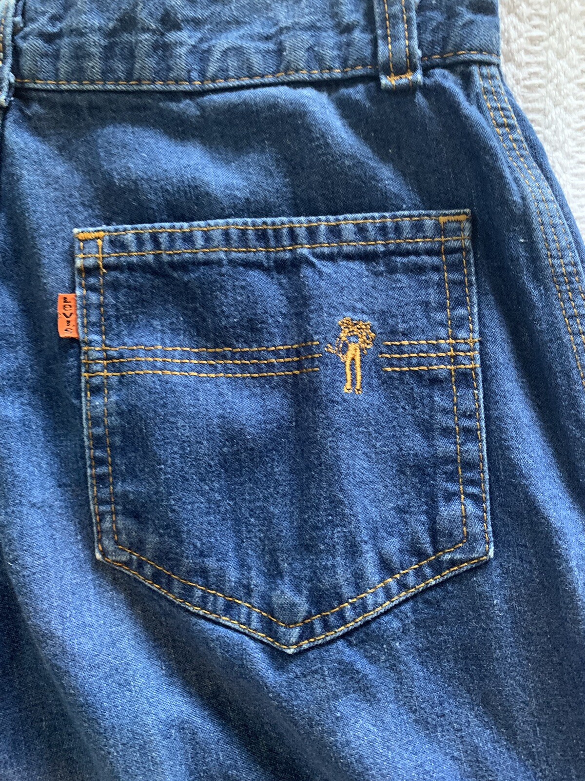 Vintage 70s Levi’s Dark Jeans Classic Straight Cut Orange Tag Embroidered Sz 14