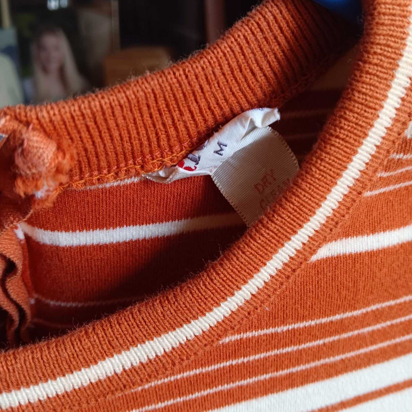 True Vintage Medium Tunic T-shirt 1970’s Striped Rust White Knit Top Back Zipper