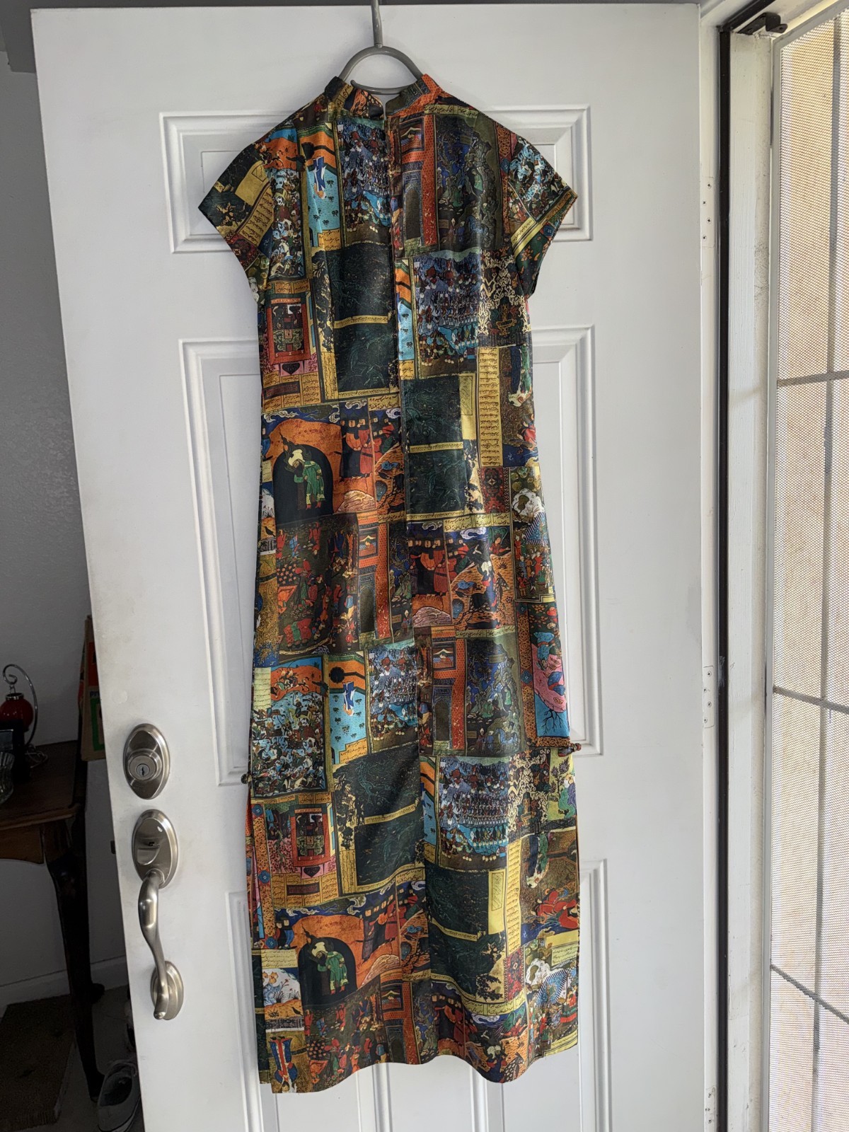 Vtg Timeless Waltah Clarke’s 60-70s Cheongsam Quipao Maxi Patchwork dress Size 8