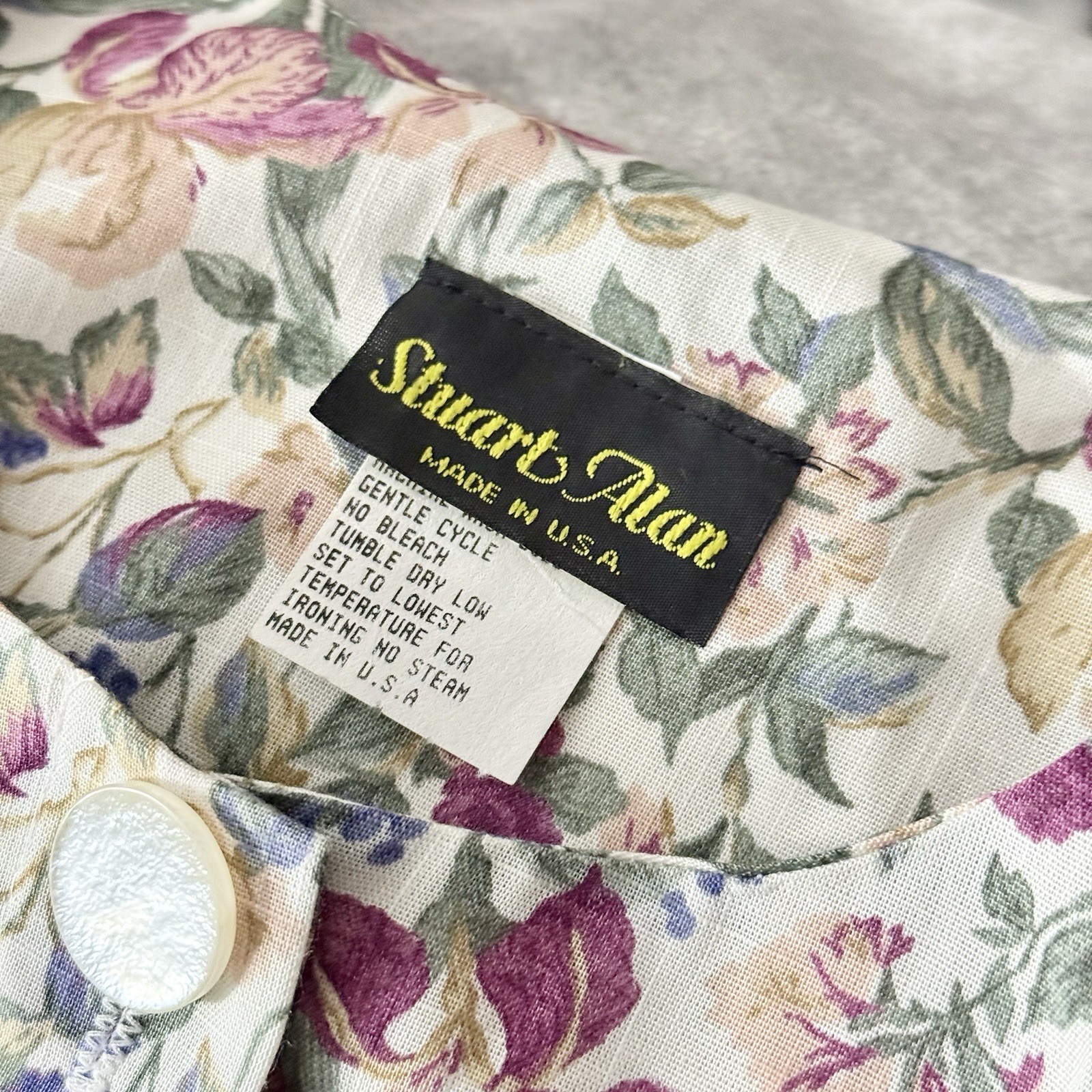 Vintage Deadstock Stuart Alan Floral Midi Dress Pleated Belted Made USA Size 16