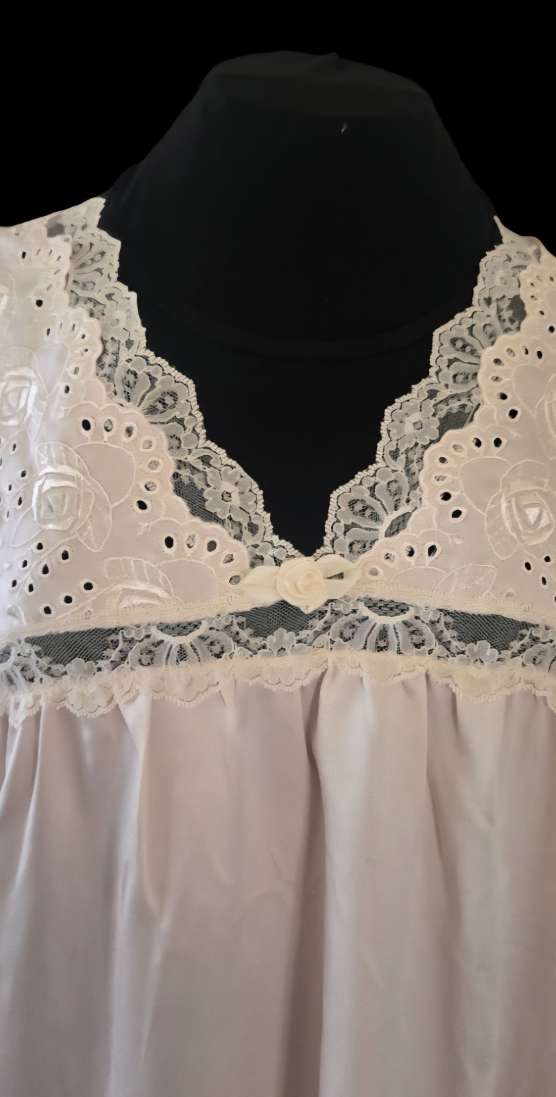 PRETTY IN PINK VTG 70s JULI OF SLUMBERTOGS SILKY POLYESTER Nightgown Lace&Emb M