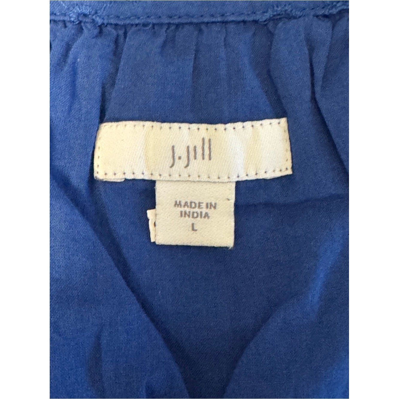 J. Jill Blue Eyelet Embroidered Tiered Cotton Dress Size L
