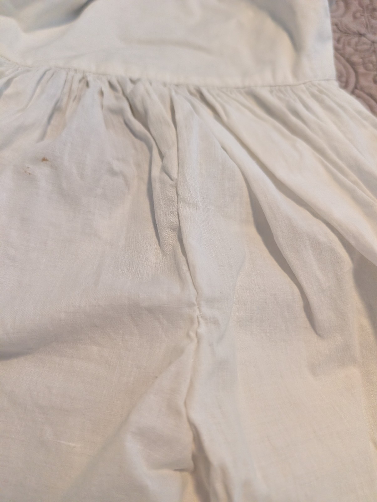 Antq Edwardian White Cotton Pleated Lace Bottom Young Girl/ Small Girl Petticoat