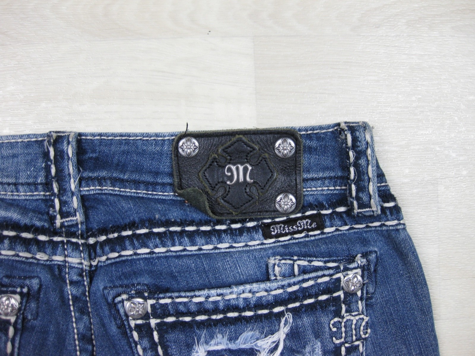 Y2K Miss Me Jeans Women’s (29) Low Rise Bootcut Biker Core #JE5152B14L McBling