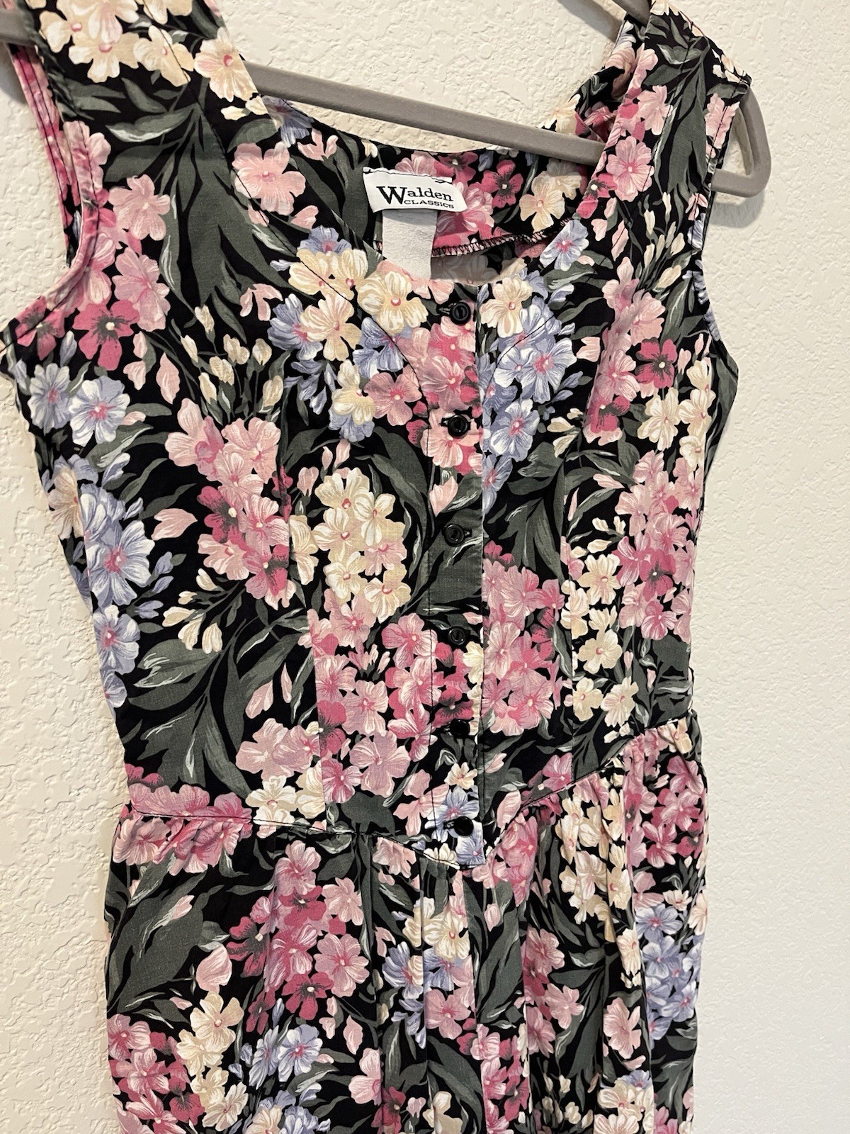 Vintage Walden Classics Dress Womens S Pink Floral Sleeveless Cottagecore Cotton