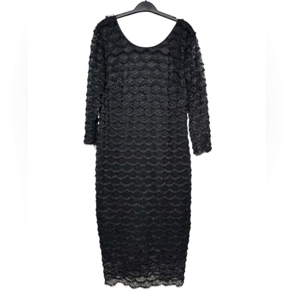 Midnight Velvet NwT Black Eyelash Lace Dress Size 16 Goth Wedding Funeral Classy