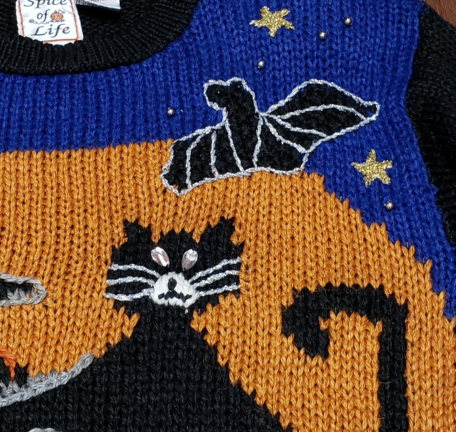 VTG 90s Spice Of Life Halloween Sweater Size XL Witch Pumpkin Knit Holiday Rare