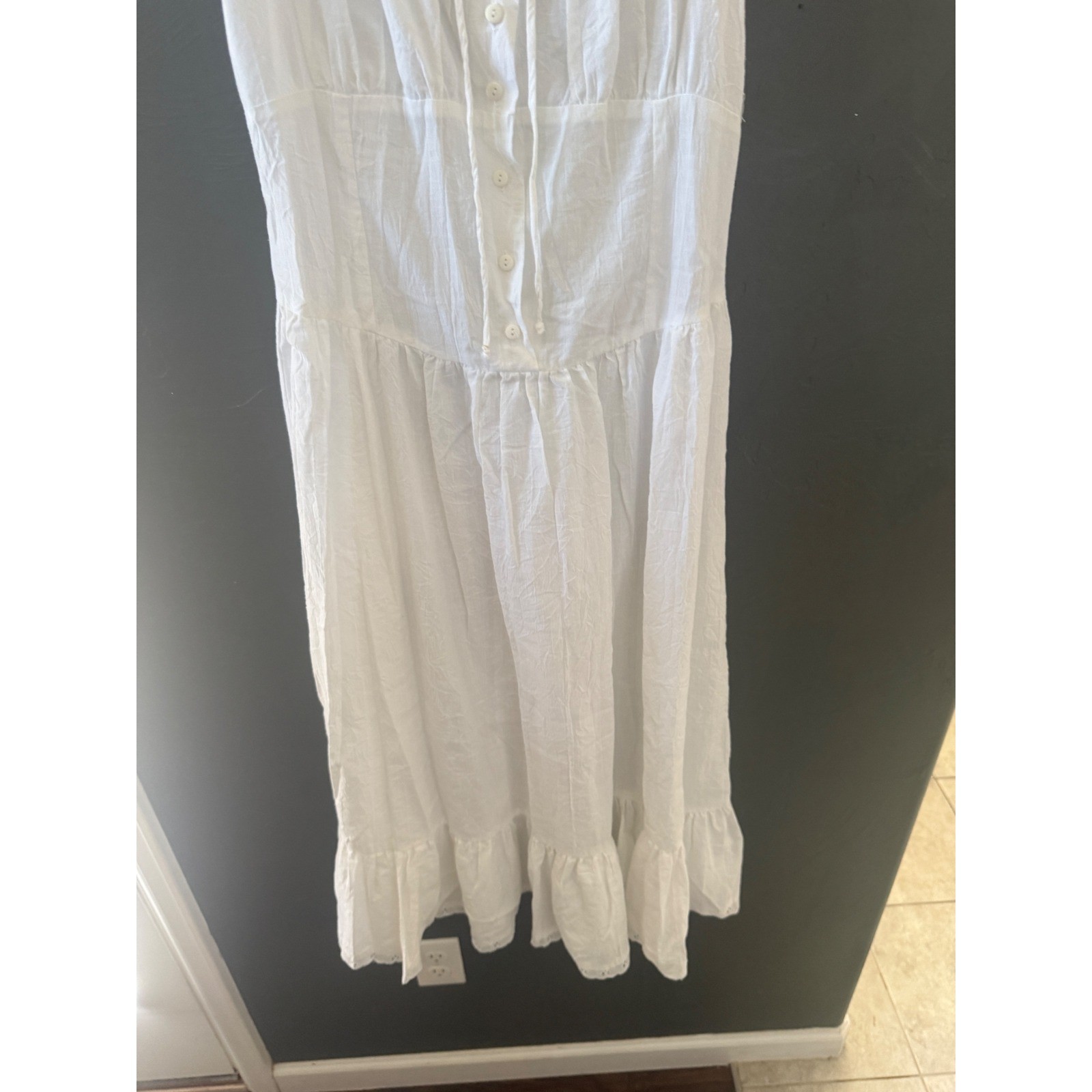 Morgan City Vintage White Eyelet Lace Prairie Midi Dress Womens Medium USA Made