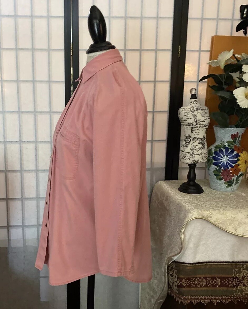 VTG 80s Outback Red-The LTD Wom S Button Down Ruched Shirt-Jacket Pigment Dyed