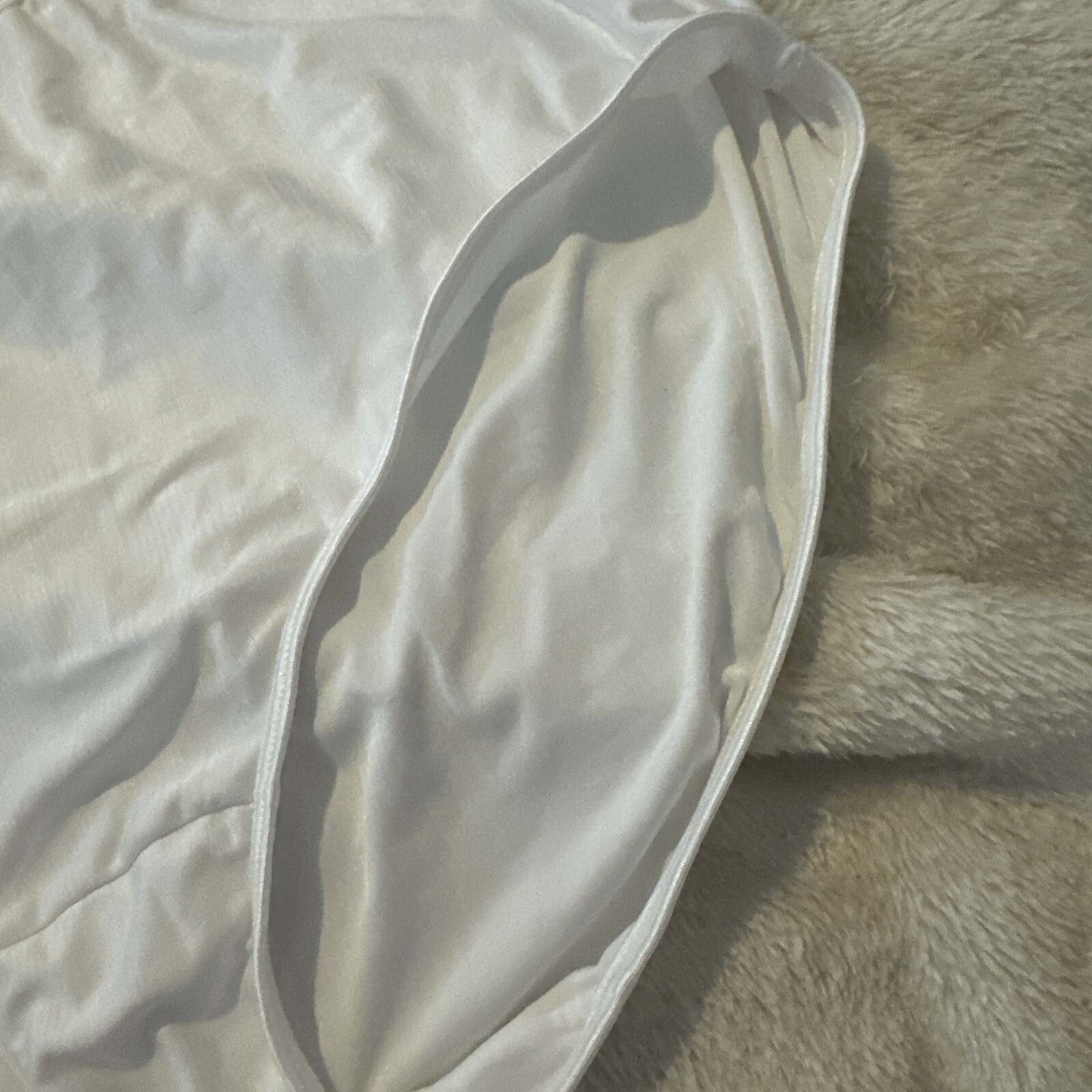 Vintage VANITY FAIR Brief PANTY WHITE Satin NYLON Stretch Second Skin 10/ 3XL