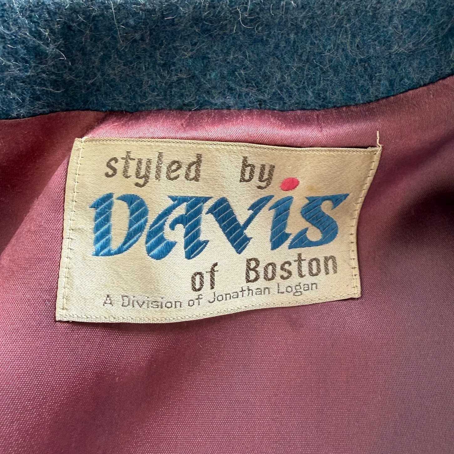 Vintage Davis of Boston Wool Coat 50s 60s Jonathan Logan Mid Hip Mod Retro MCM