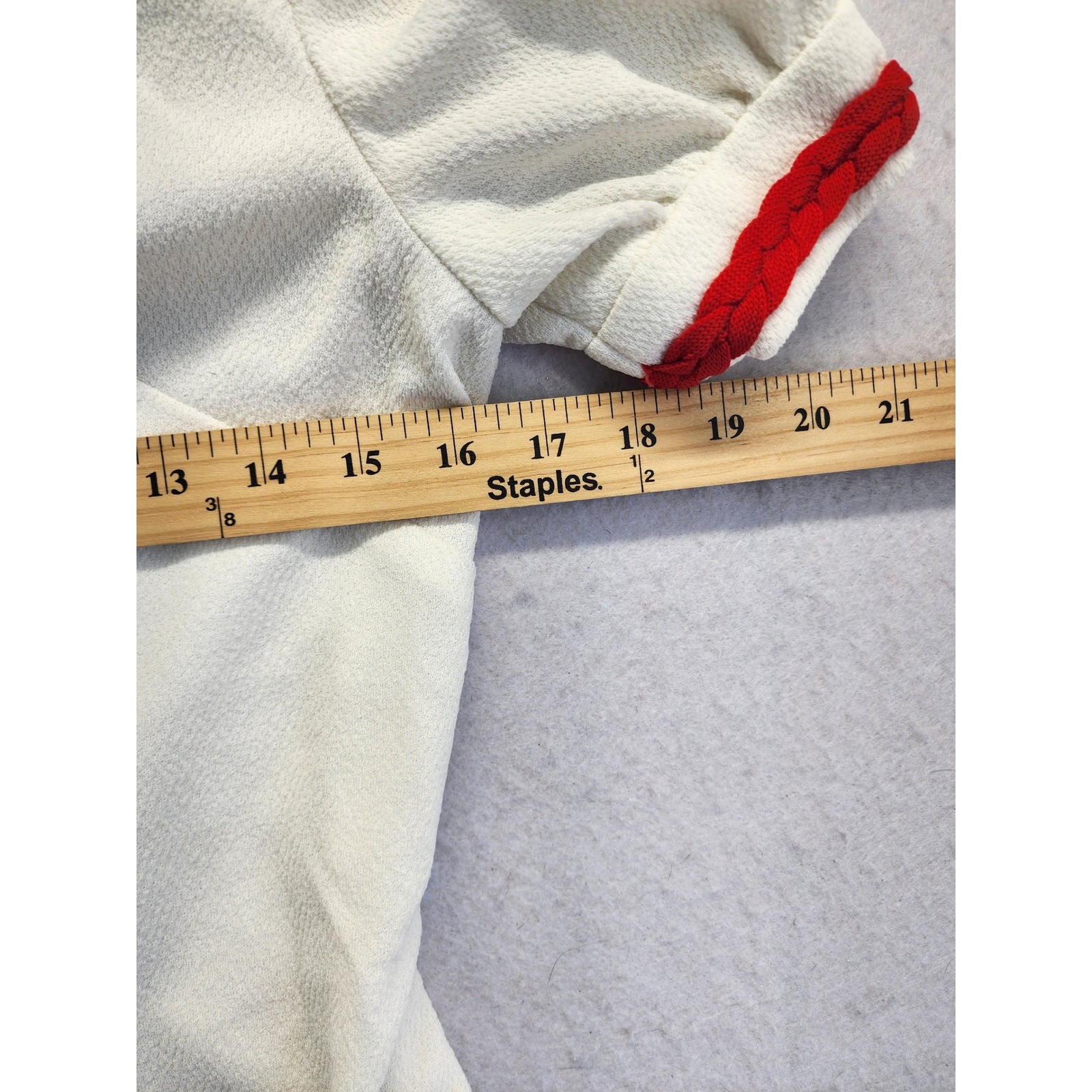 Vintage Sailor Collar Zip Up Puff Sleeve Blouse White Red Small Rockabilly Pinup