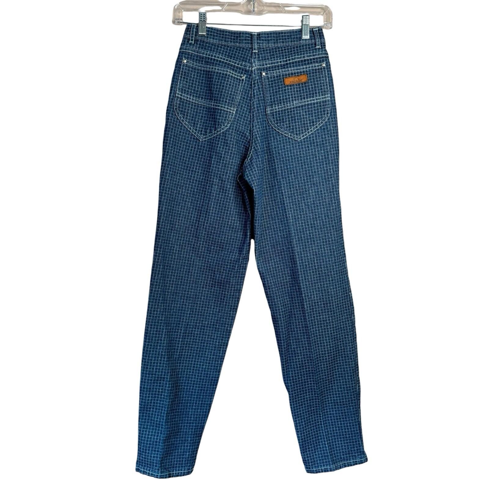 Vintage Jordache Jeans Grid High Rise Tapered Leg Juniors 12/28 Actual 26”x29”
