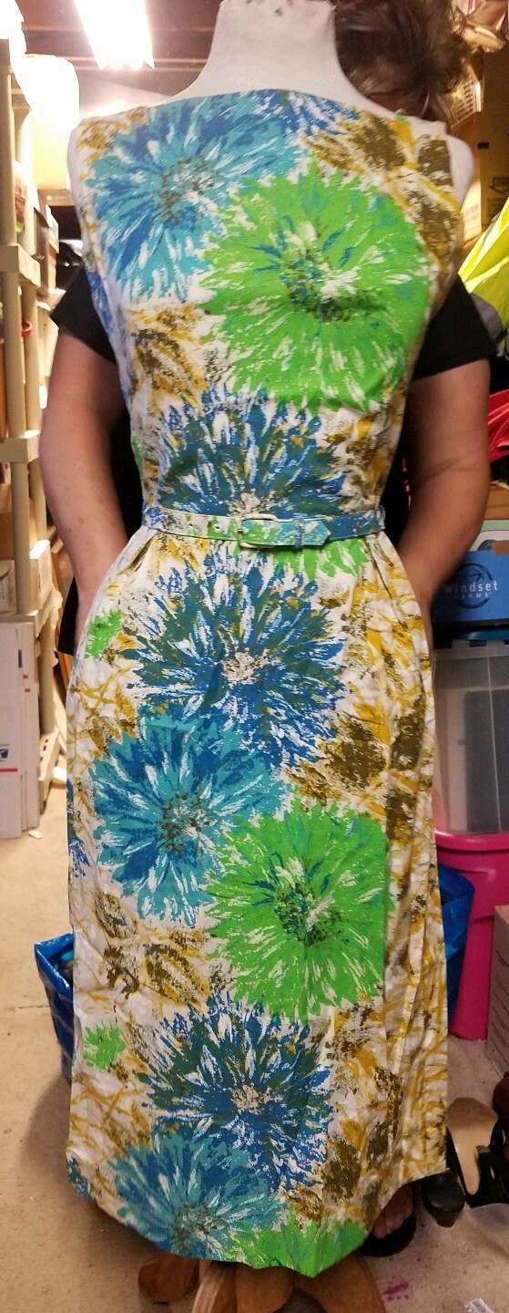 Vtg 60s Novelty Print Shoulder mid century Dress Shirley Lee jr.