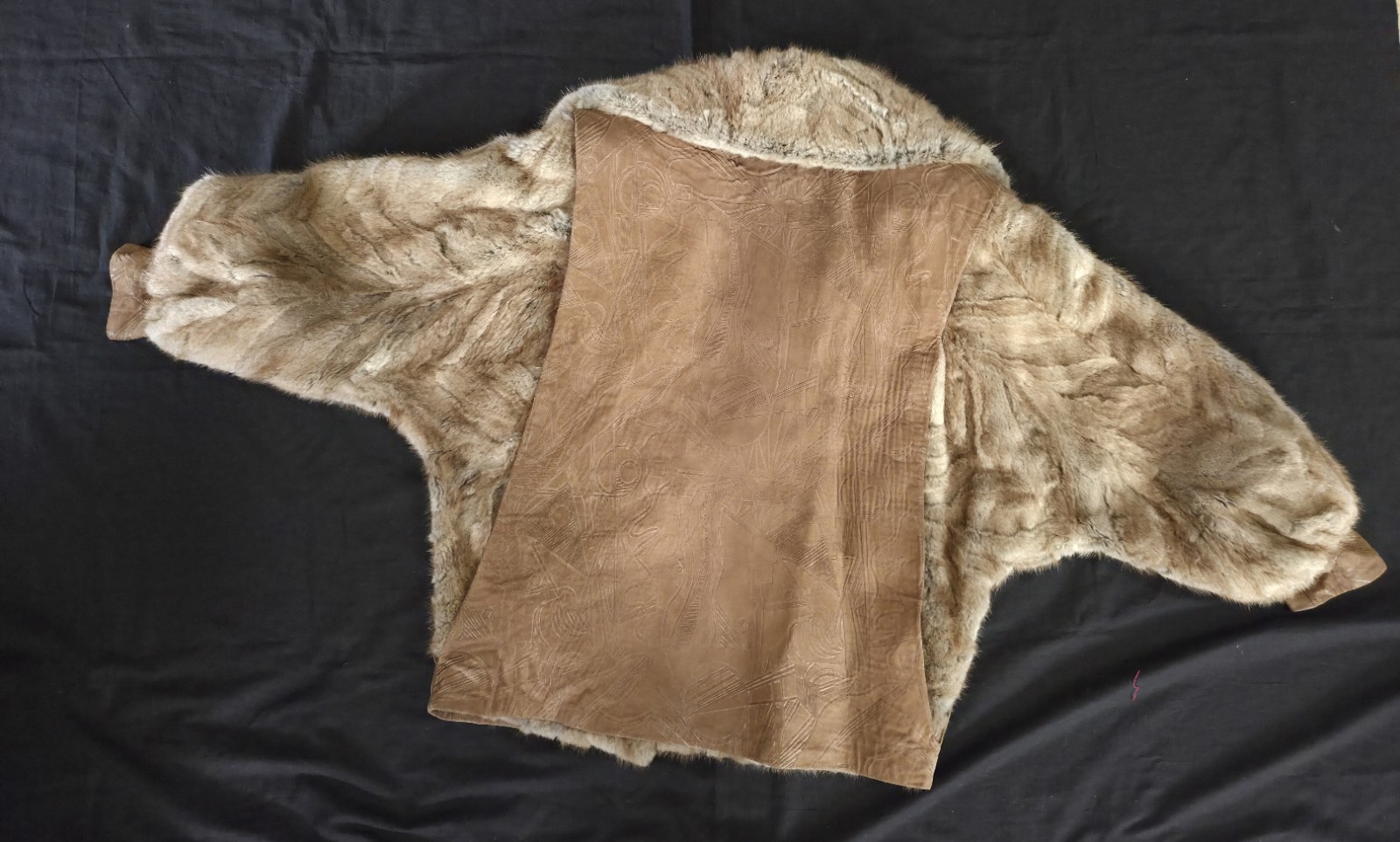 Vtg Furessence by Vivian Amato Fur Coat & Textured Seude Greece Medium Glam80’s