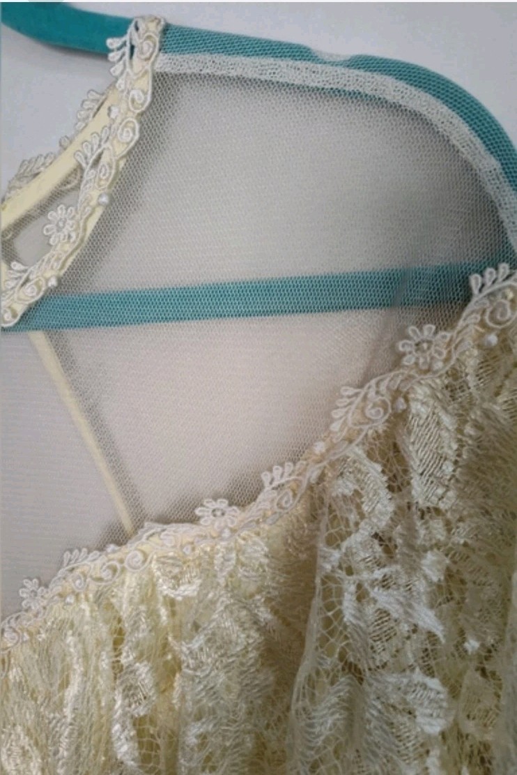 1970s Vtg A La Carte Lace Dress Formal Wedding Sz S 4-6 **See Measurements EUC