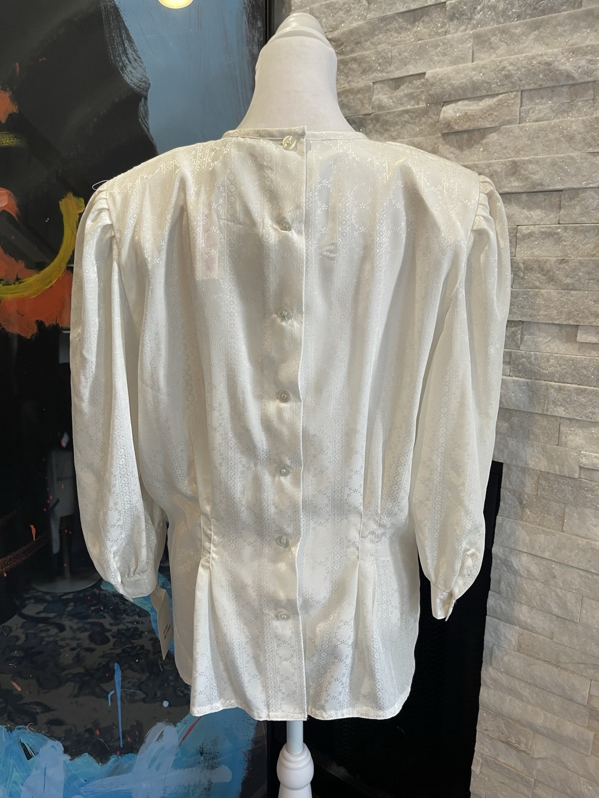 VTG 80s Nilani NWT Victorian Style White Blouse Shirt Top Back Buttons 9/10