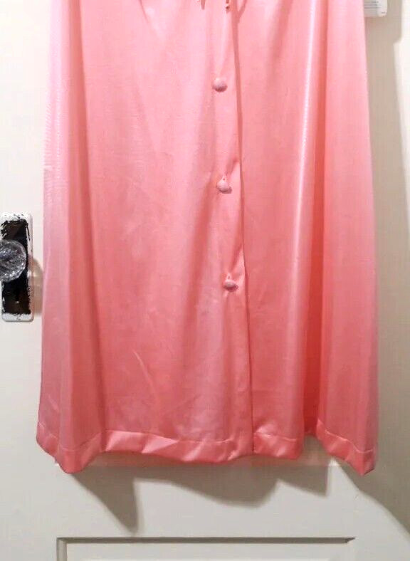 NEW VTG JC Penney SILKY Button Robe Housecoat Petite S M L Night Blossom Peach