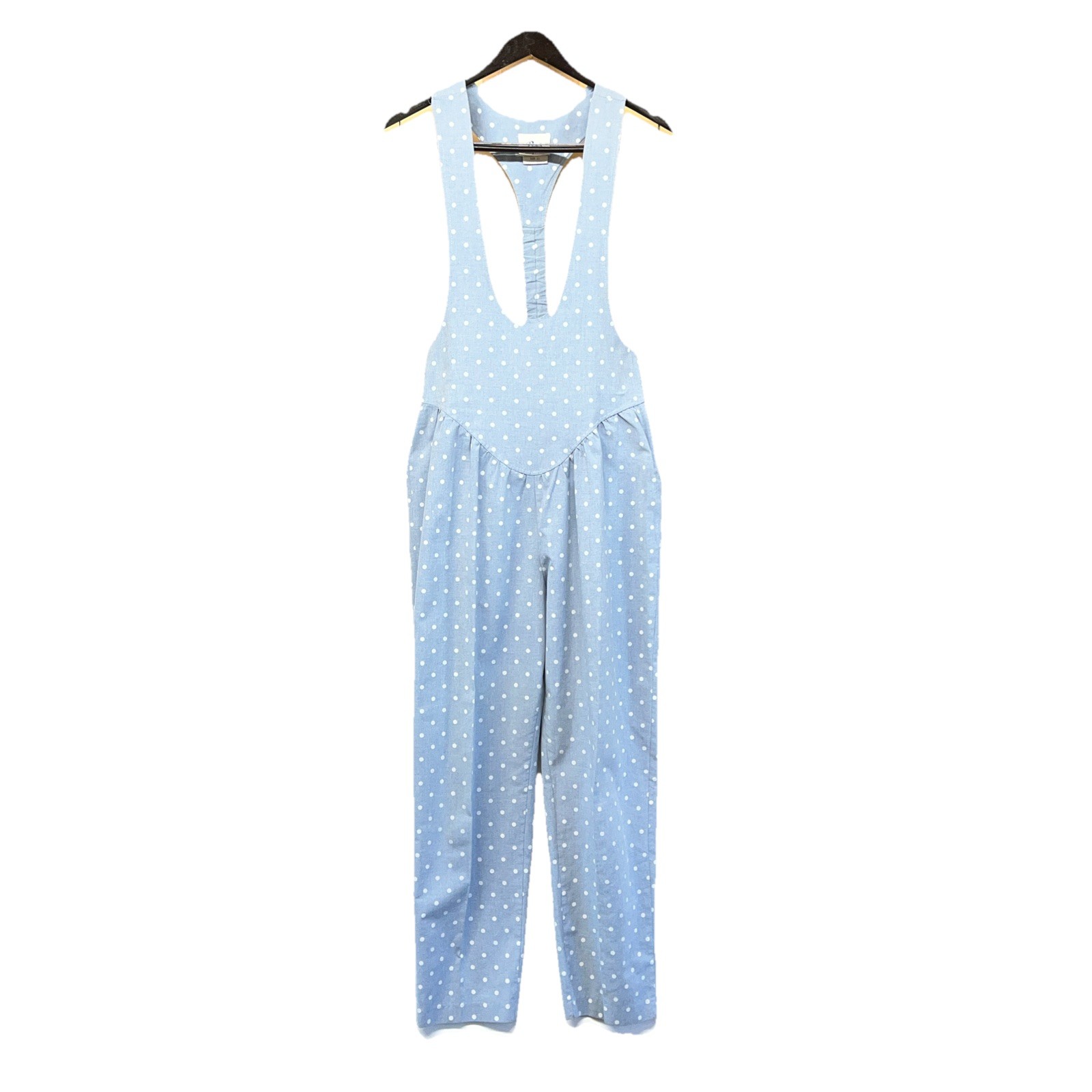Vtg 80s Byer Romper Jumpsuit Women’s 8 Blue Polka Dot Boho USA Flirty Cottage