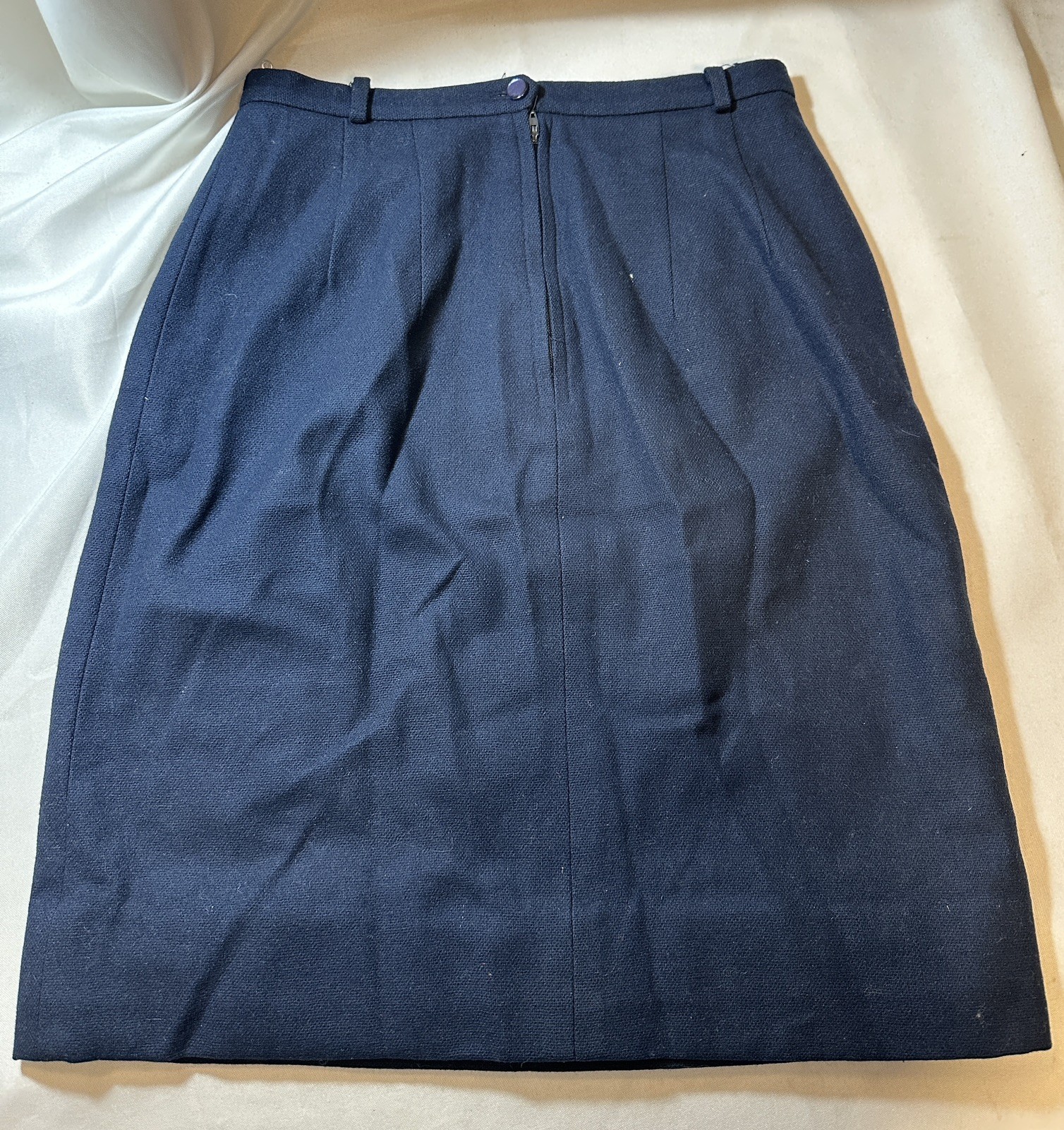 Vtg 70s Brentshire Skirt Dark Blue Straight Back Zipper Montgomery Ward Classic