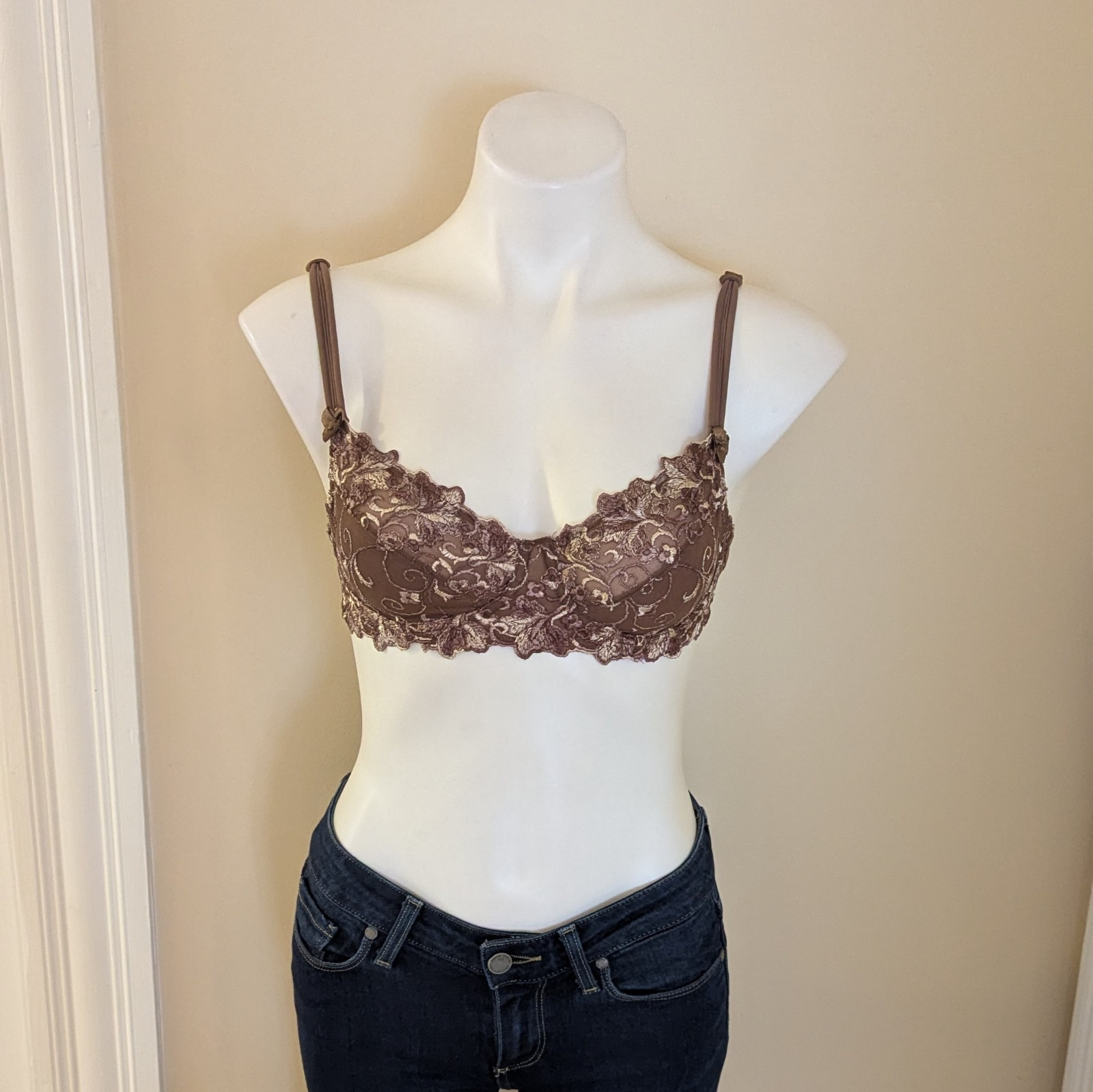 Vintage brown and cream bra size 34 B
