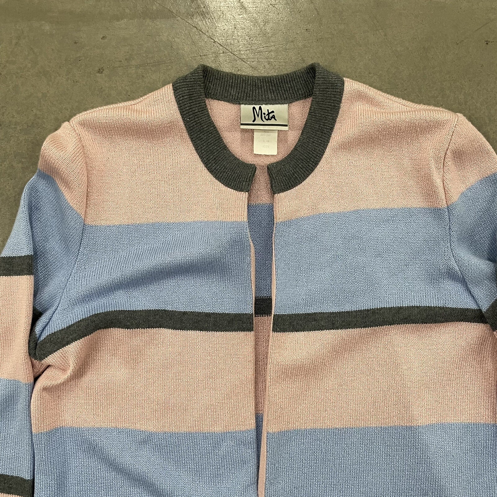 Vintage Cotton Candy Pink and Blue Cardigan by Mita Made In USA Size 14 Petite