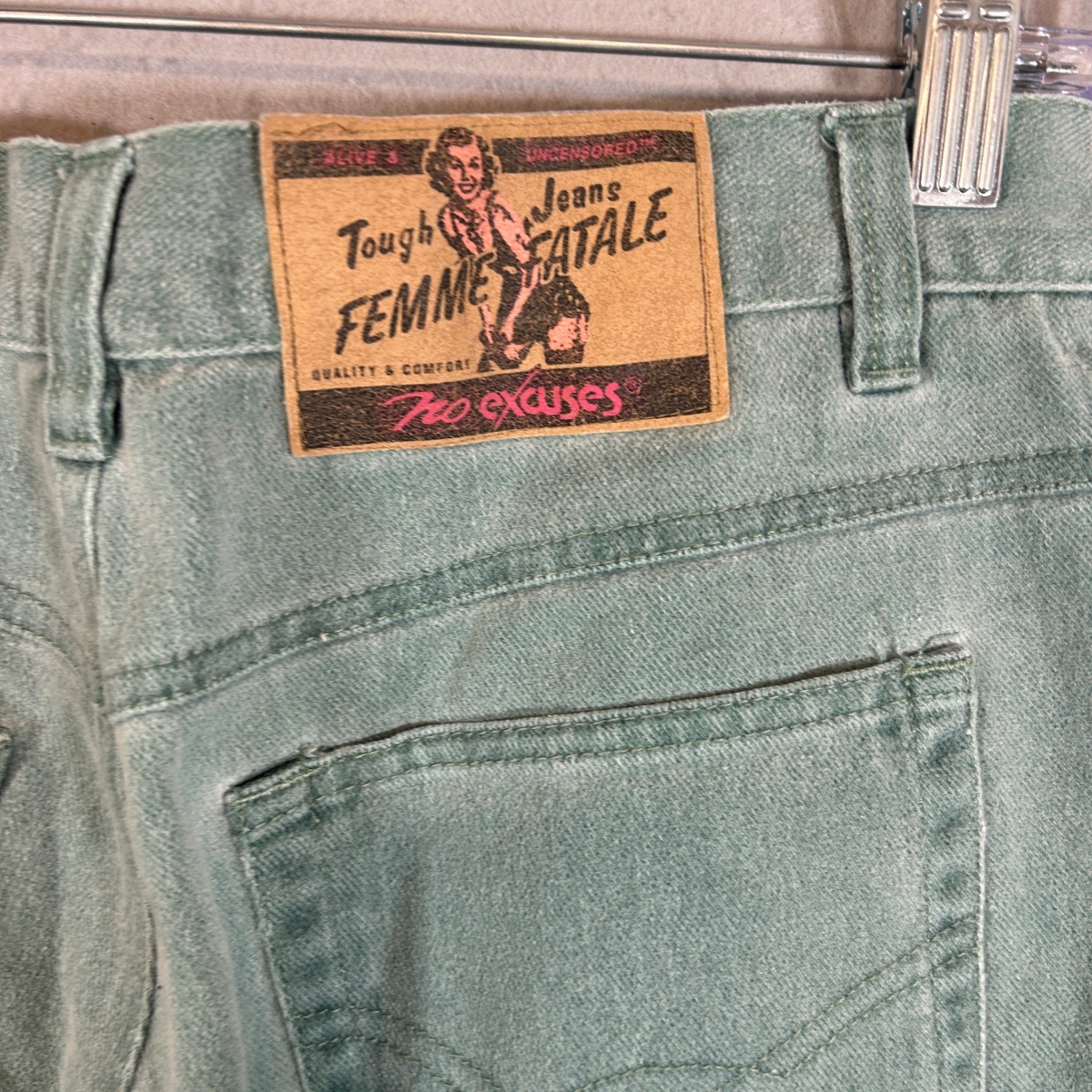Vintage No Excuses Size 11/12 Green Mom Jeans High Waisted
