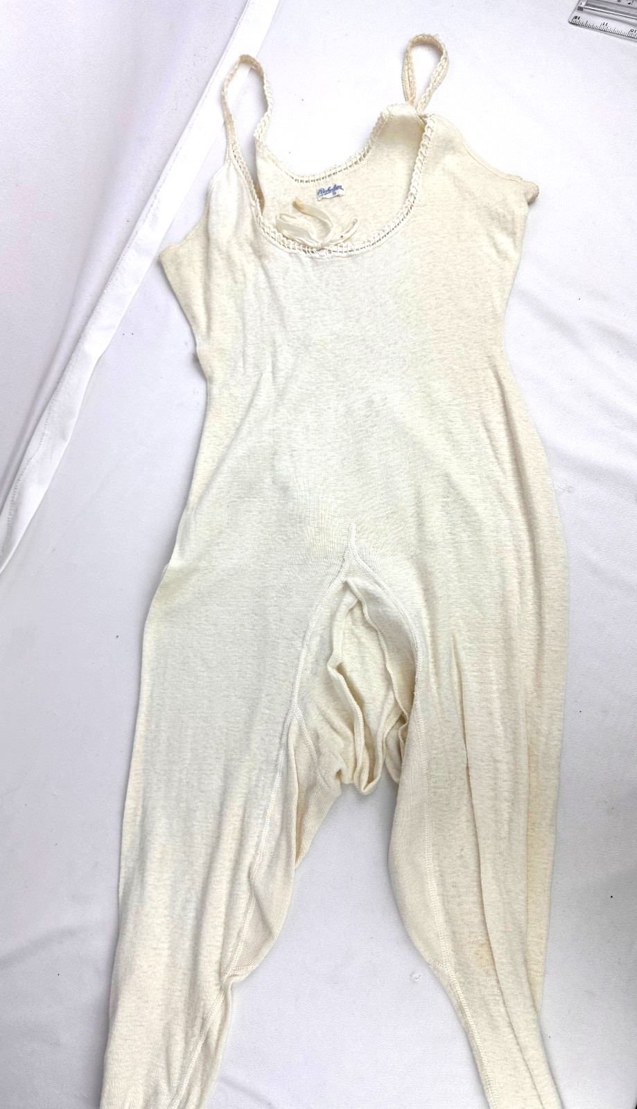 Antique 1890’s Richelieu Ladies Long Johns One Piece Undergarment- Cotton Knit