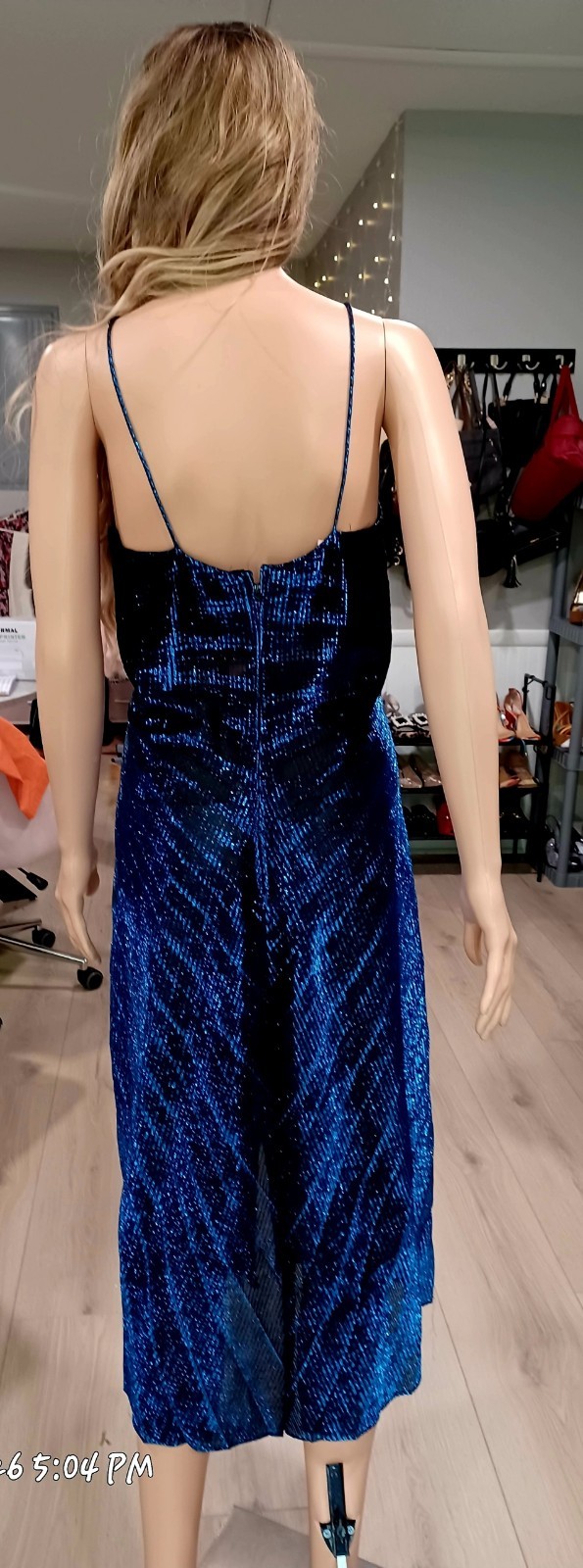 electric blue metallic vintage cocktail dress