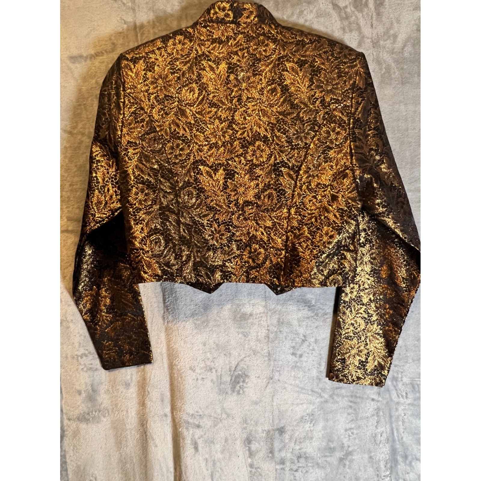 Vintage 1849 Authentic Ranchwear Gold Brocade Cropped Jacket Size XS Made in USA