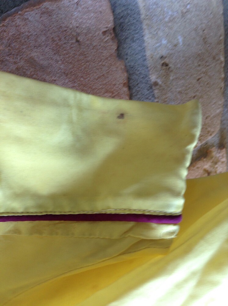 VTG 40s Yellow Dress Sz S ?27″W Theater Study Costume DAMAGE STAINS