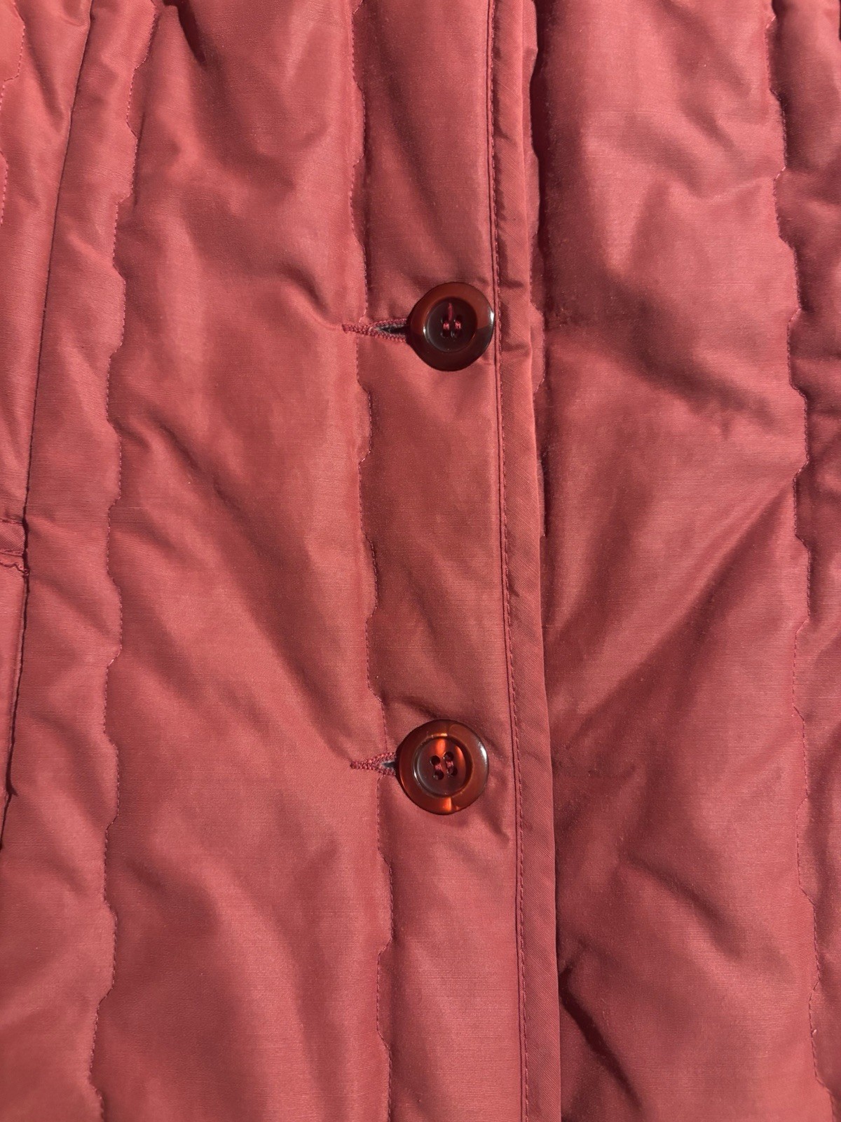 Vtg White Bear Of St Paul Red Women’s Winter Coat Button Up With Blue Lining