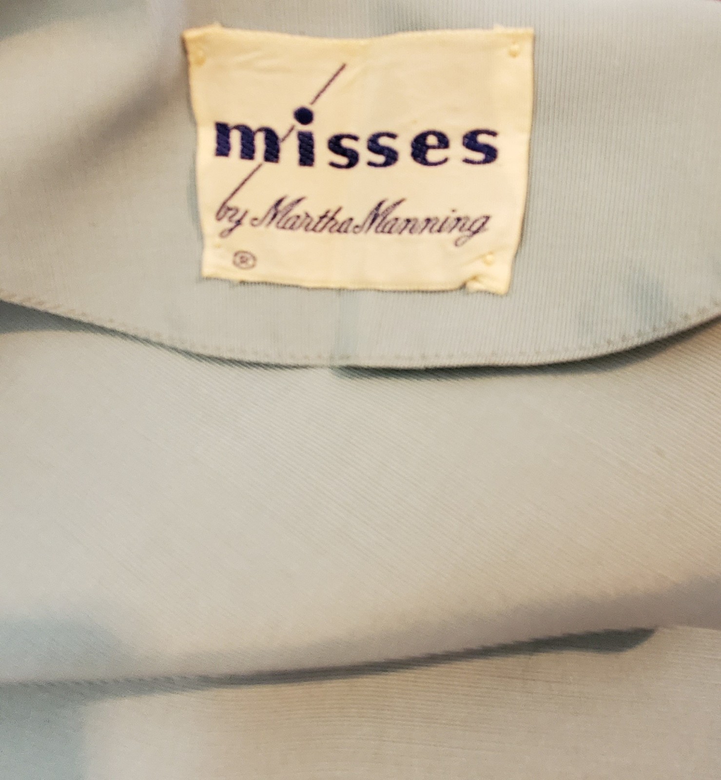 Vintage 50s Blue Silver Dress Matching Jacket Misses by Martha Manning B38 2 Pc.