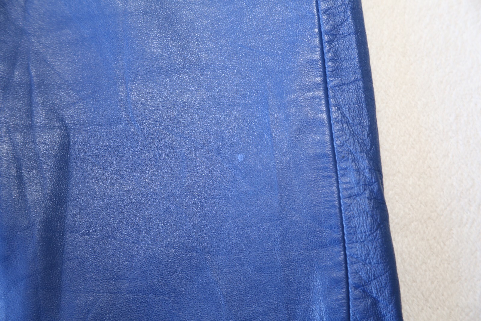 Authentic Genuine Lamb Leather mini skirt Made in Japan Vintage Blue