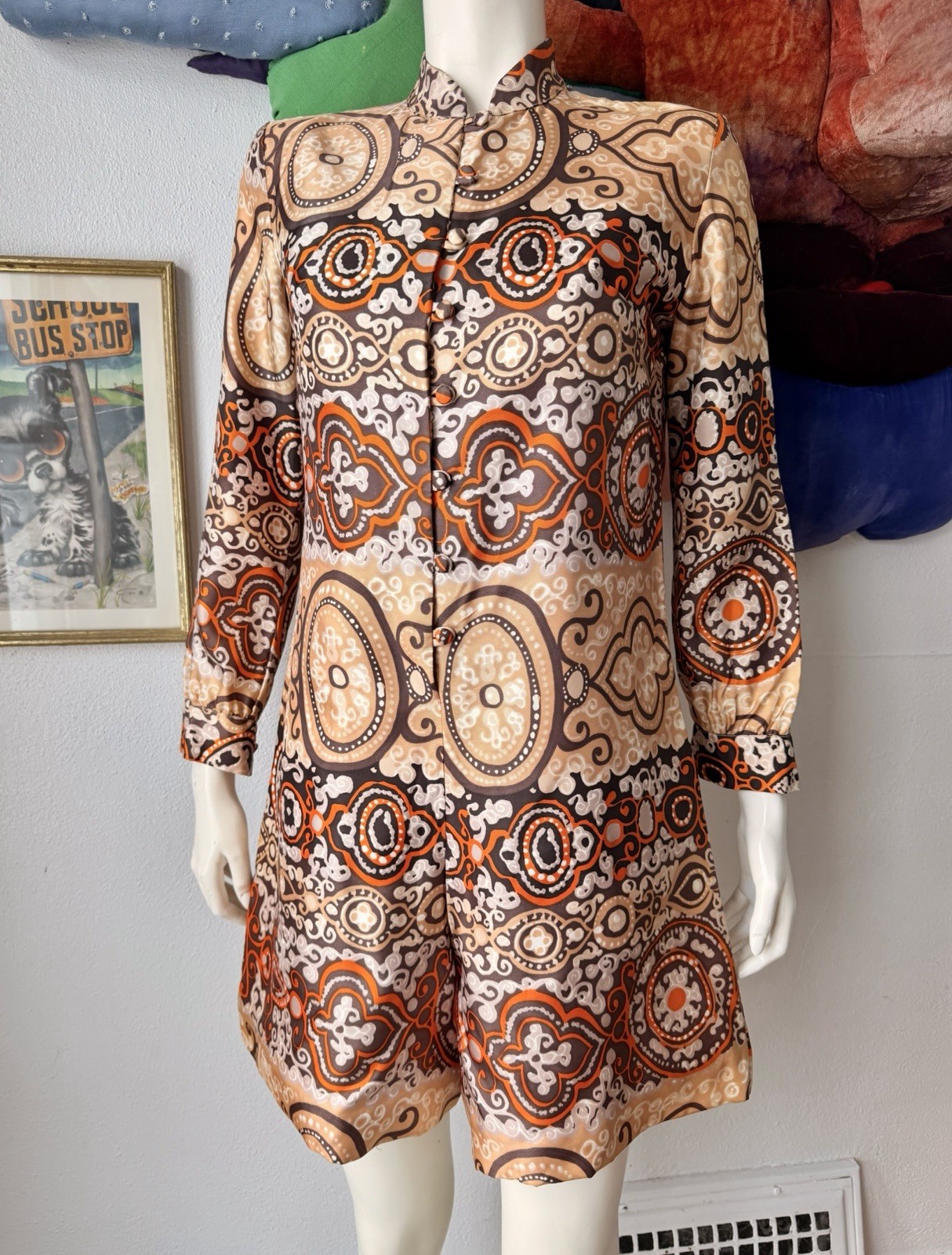 1960s SATIN ROMPER Vintage Jumpsuit ‘Aladdin’ One Piece Shorts Suit Psychedelic