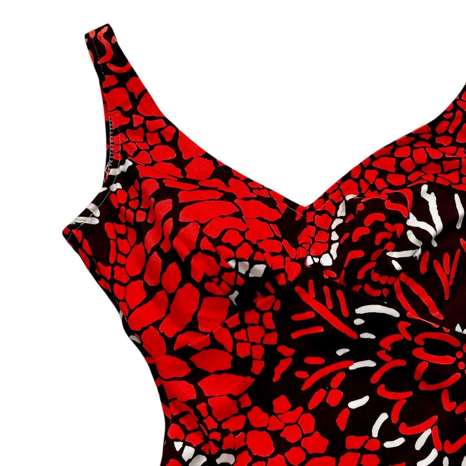 Vintage 1970s Channel West Abstract Floral One Piece Swimsuit Brown Neon Orange