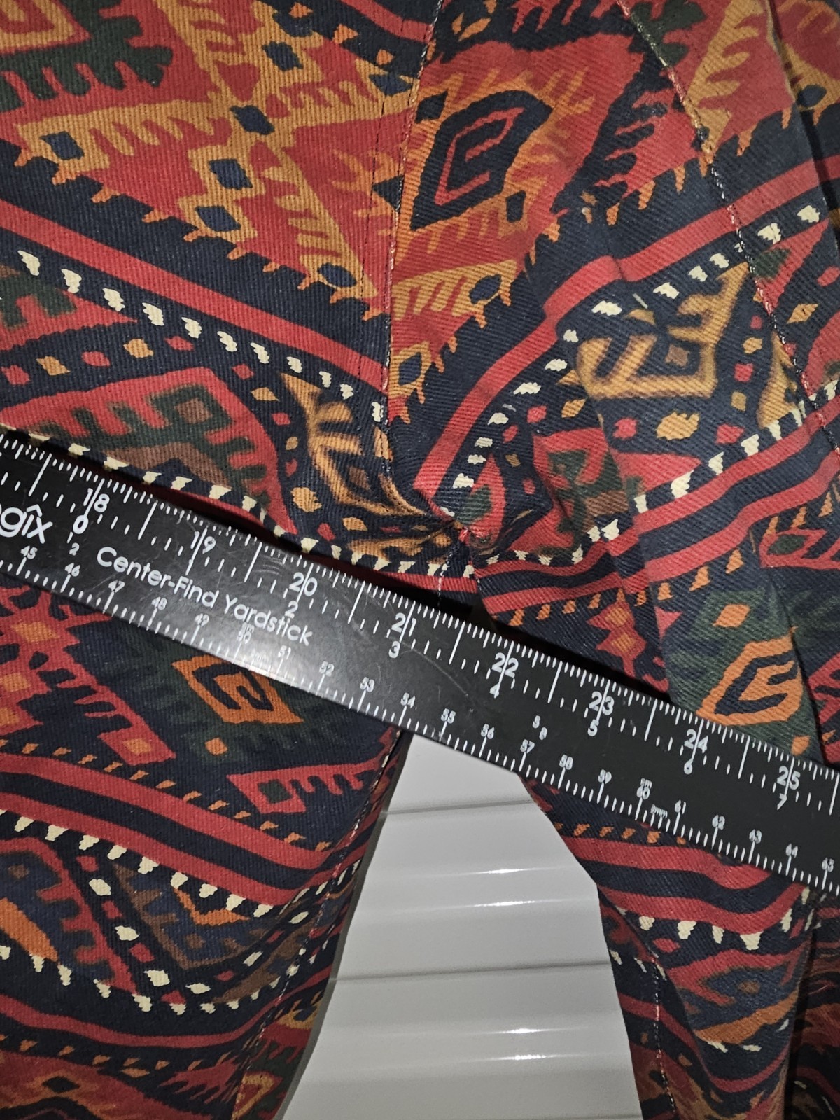 Cambridge Dry Goods Southwest Aztec Jacket Flannel Lined Suede Geometric 1980s