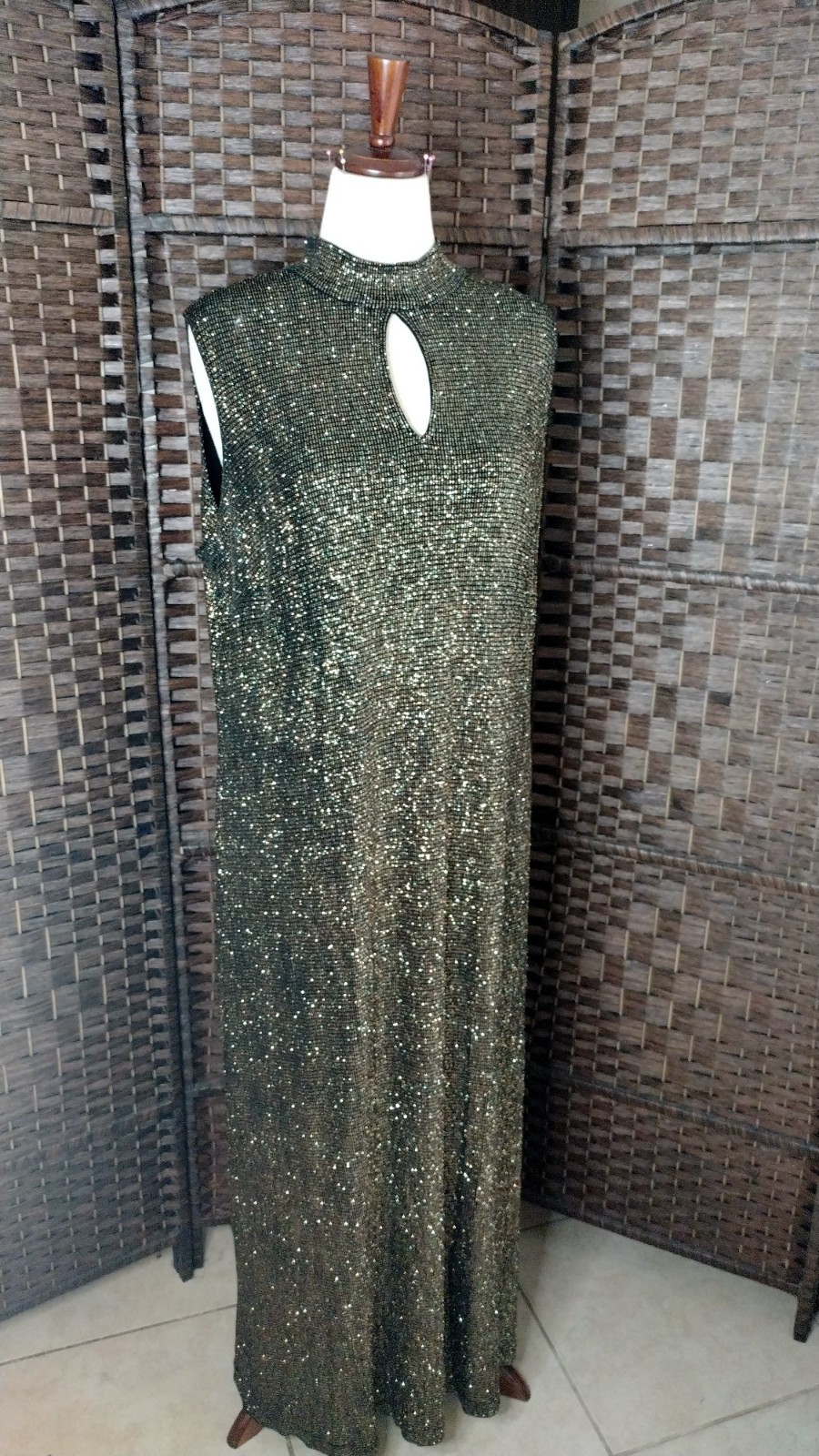Vintage Ronnie Nicole II By Ouida Gold And Black Sparkle Dress Size 20