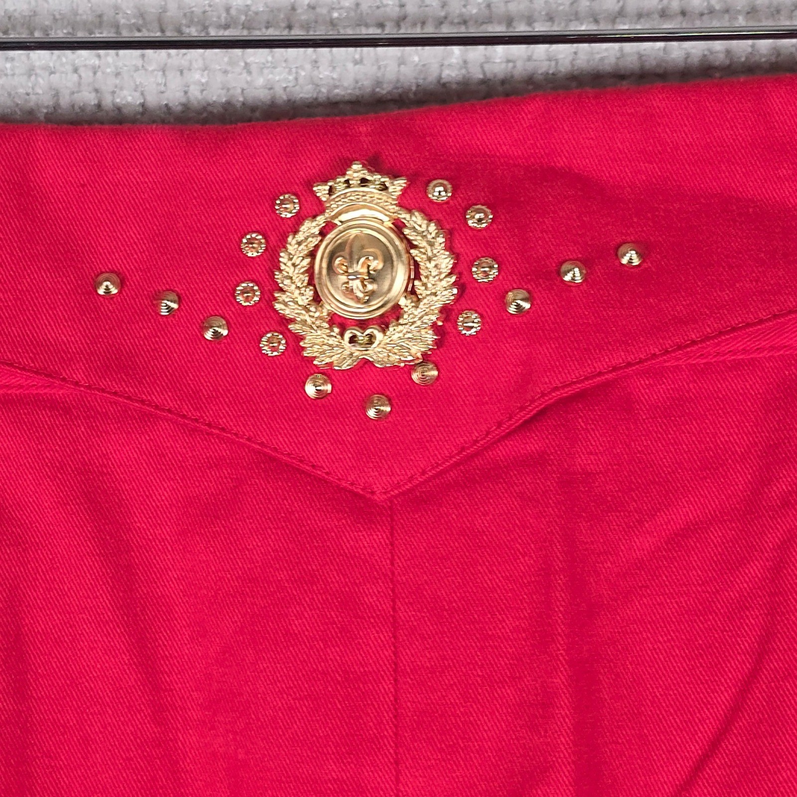 City Girl Sport Vintage Red Gold Embroidery Skirt Suit Set Blazer 14 Skirt 16
