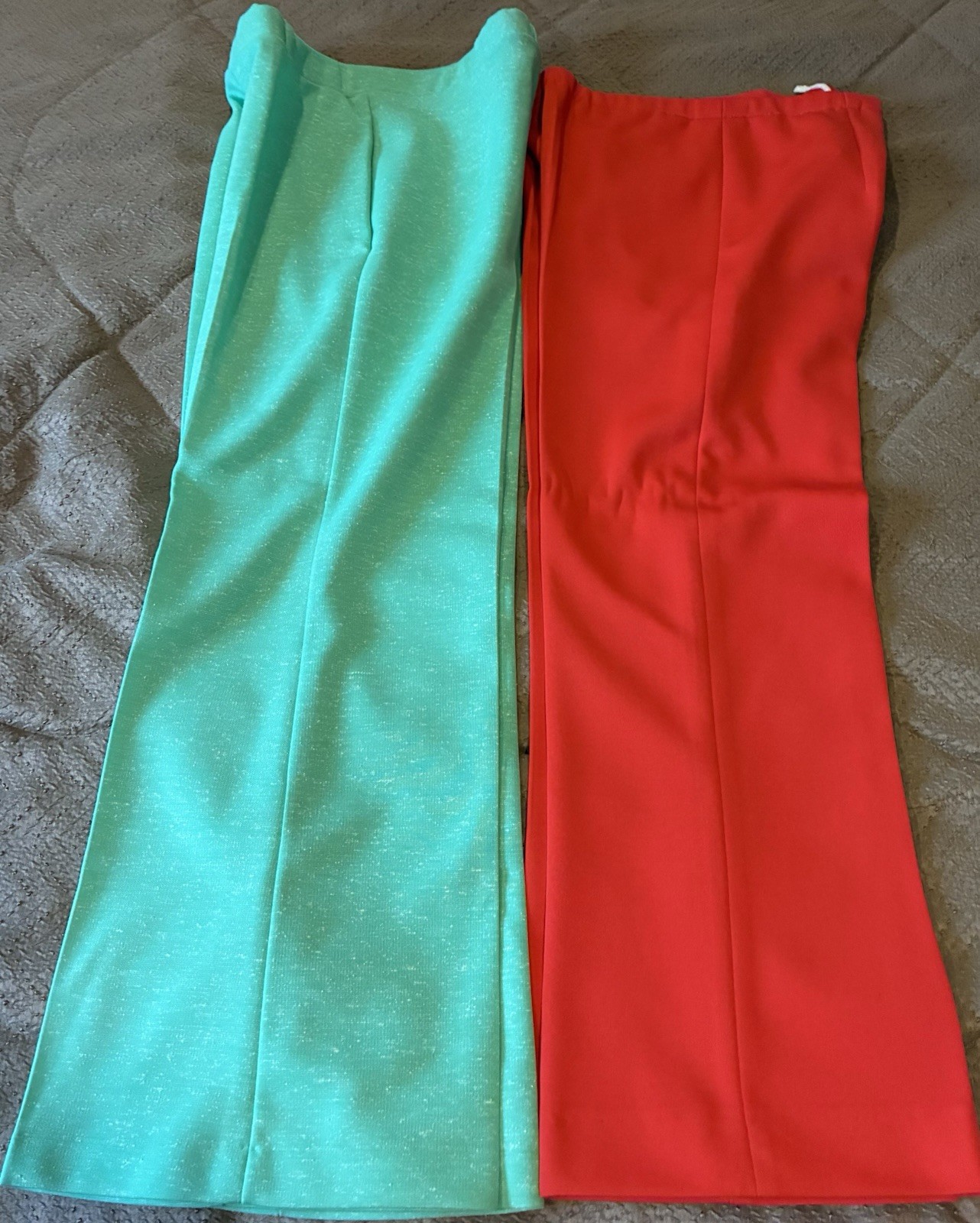 2 Vintage Polyester Pants 1970’s Era Sz Small Green Orange Halloween Stage Wear