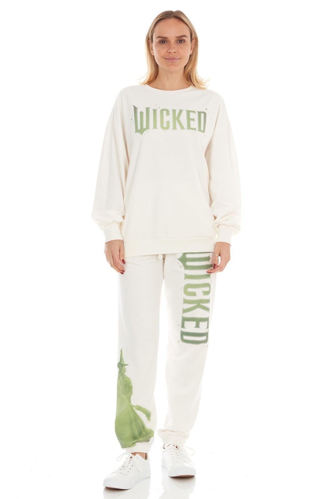 Wicked Women’s, Ladies & Juniors Off-white 2-piece Crewneck & Jogger Set