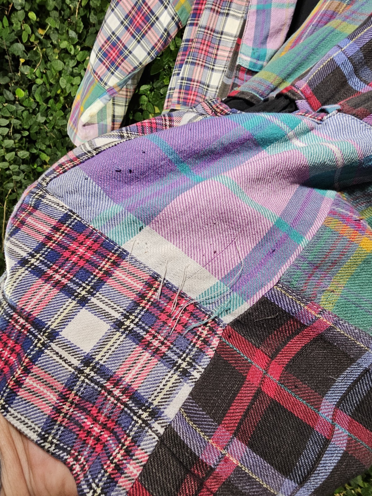 Vintage 80s Tangibles Patchwork Plaid Blazer Boho Preppy Sz M Jacket
