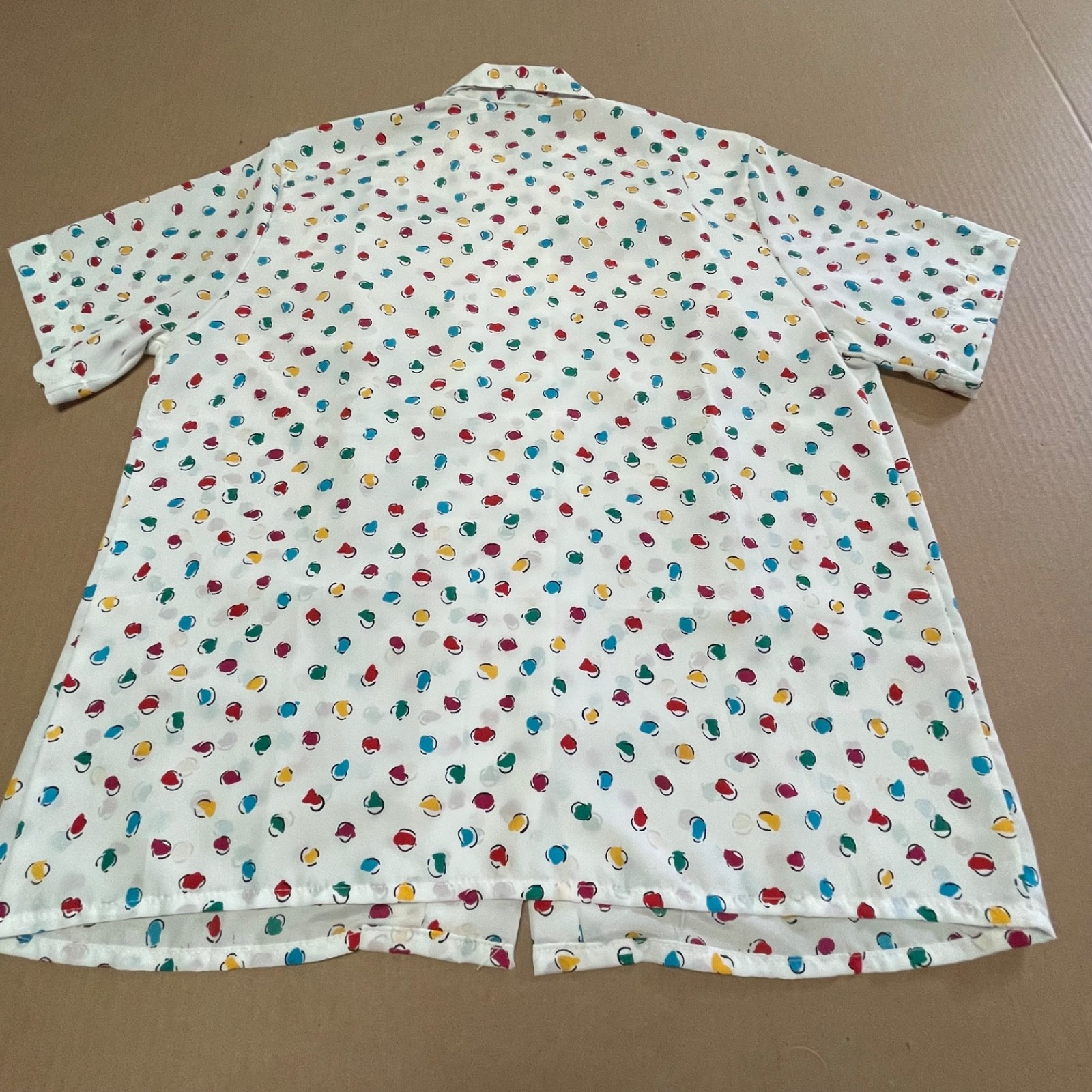 Vintage 1980s „Impressions” Confetti Abstract Polka Dot Blouse Womens L Sz 12/14