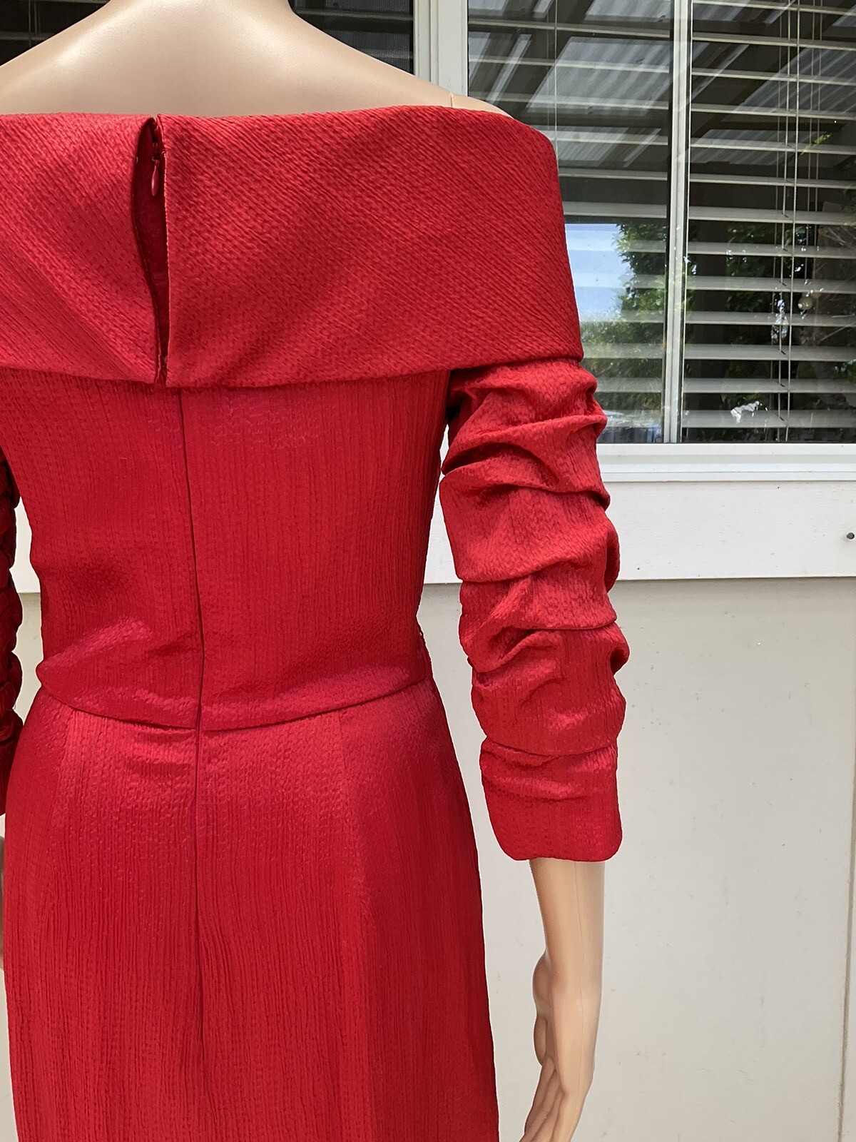 Vtg 80s Arnold Scaasi Couture Boutique Red Cocktail Short Dress